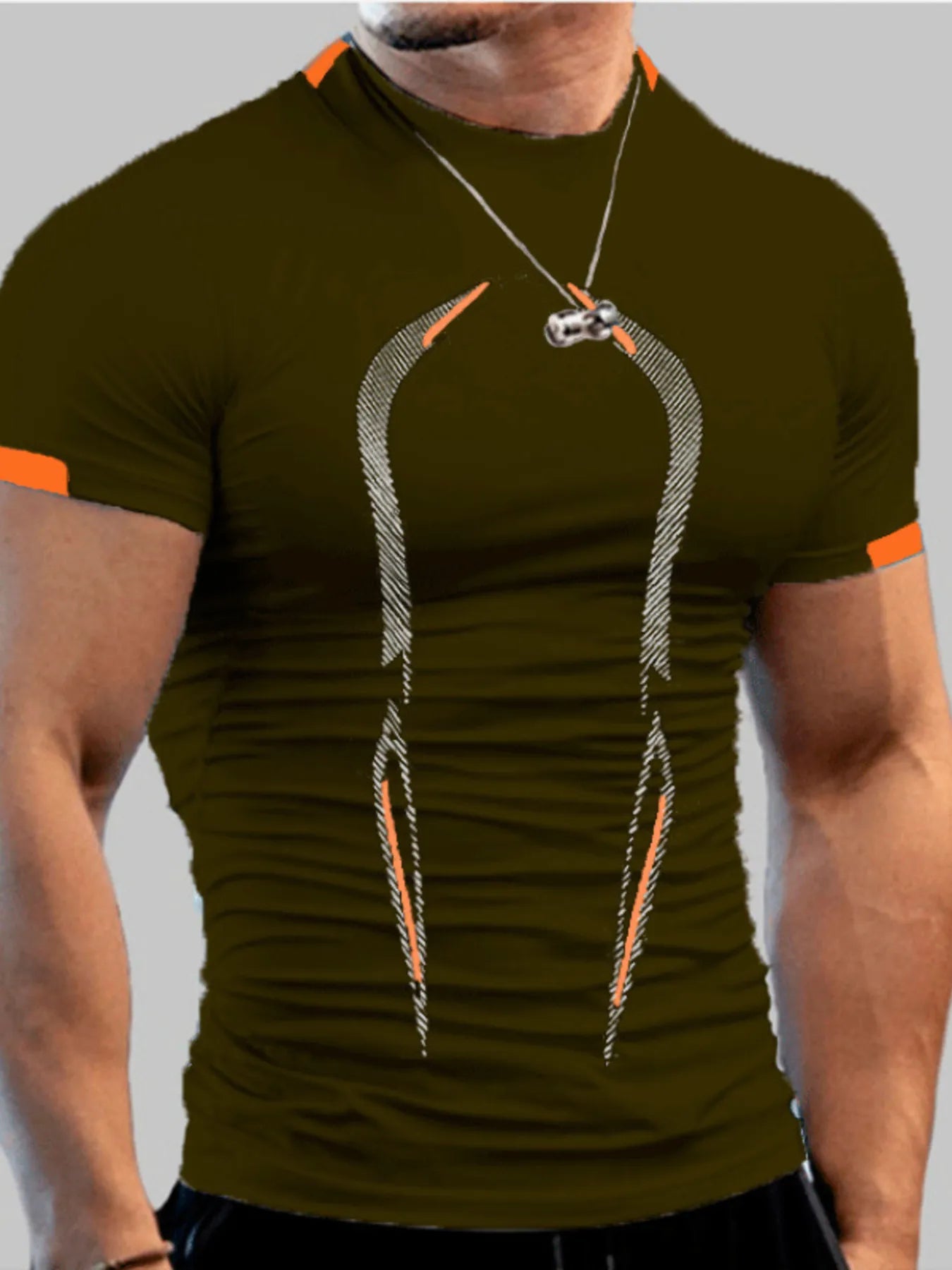 Men's Full Size Mock Neck Short Sleeve Active T-Shirt Plus Size