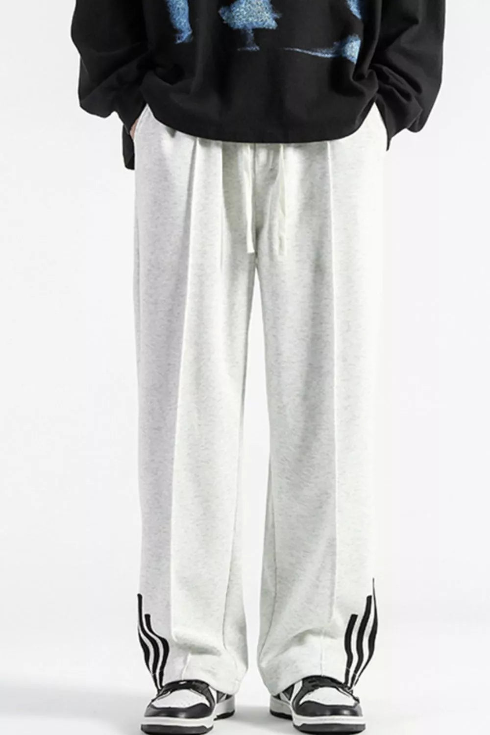 Men's Plus Size Casual Loose Fit Sweatpants with Striped Detail