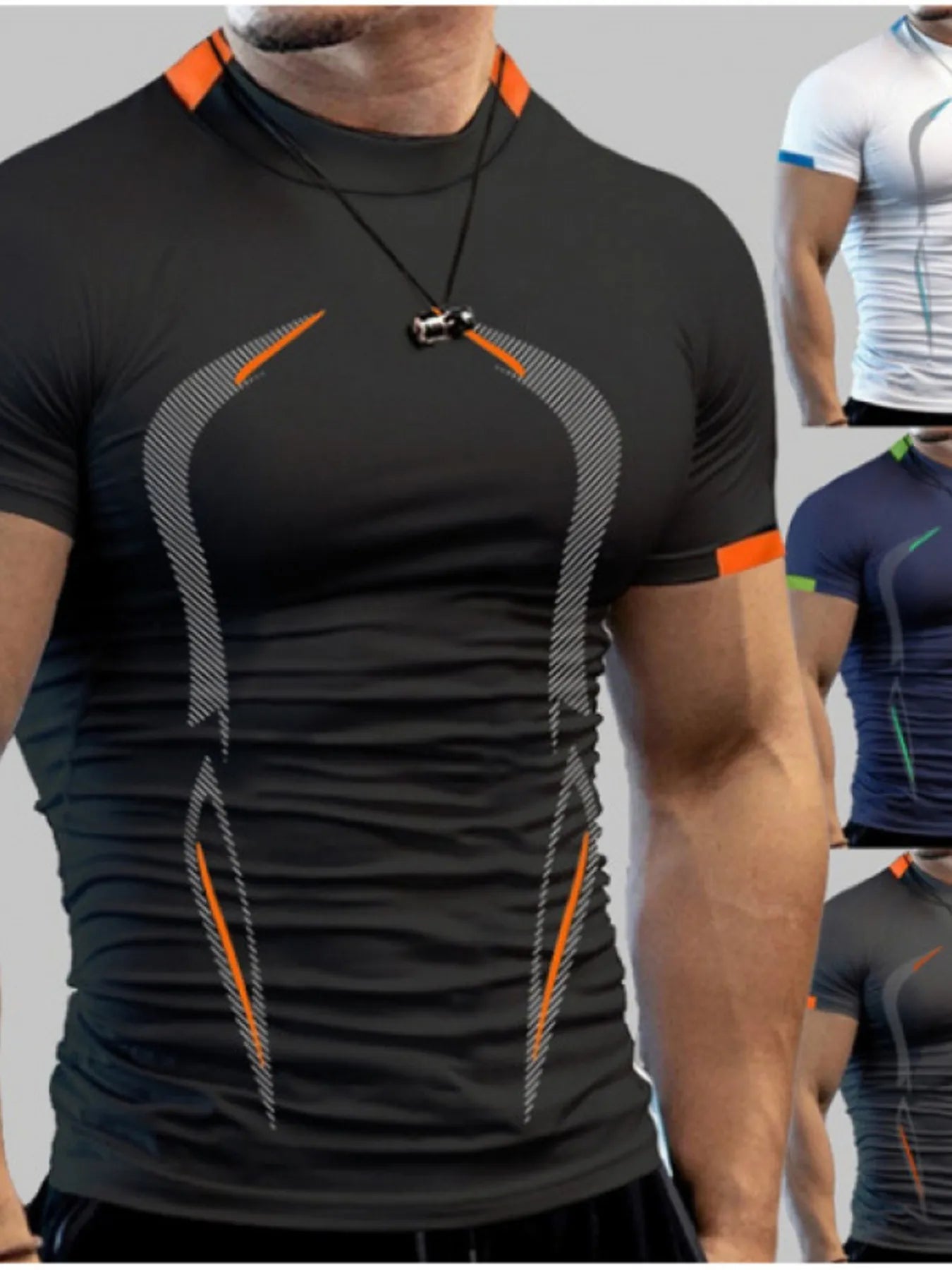 Men's Full Size Mock Neck Short Sleeve Active T-Shirt Plus Size