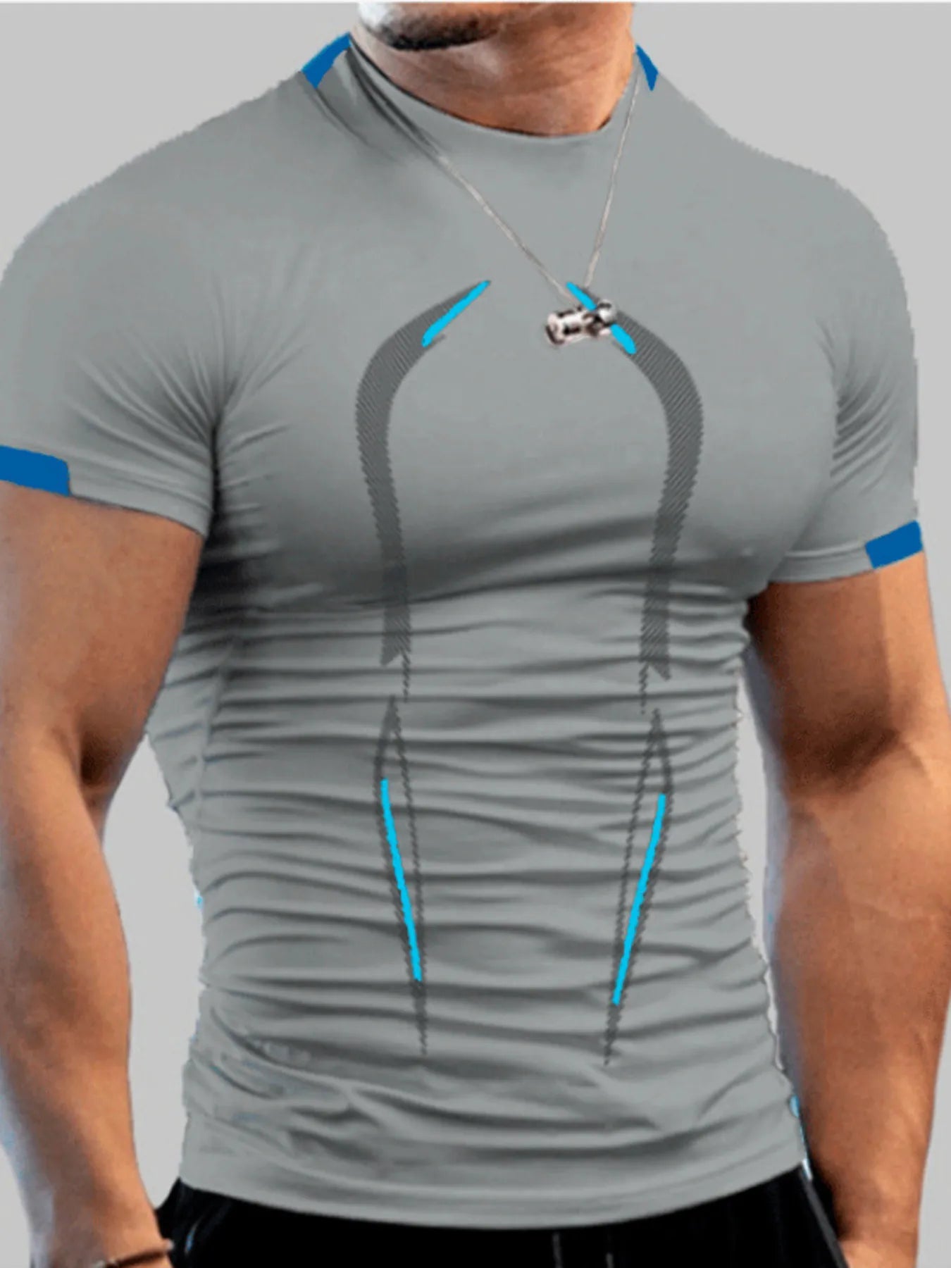 Men's Full Size Mock Neck Short Sleeve Active T-Shirt Plus Size