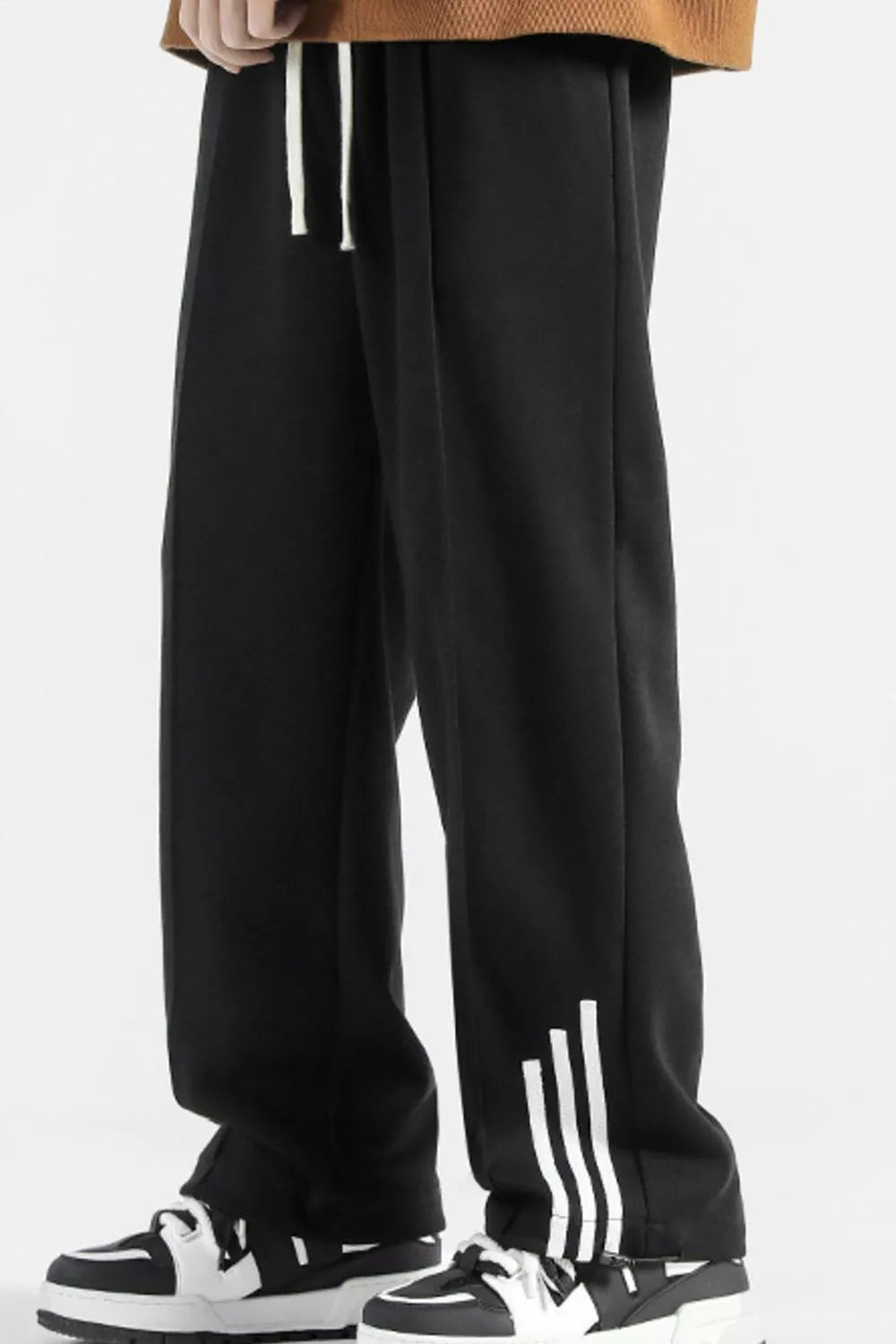 Men's Plus Size Casual Loose Fit Sweatpants with Striped Detail