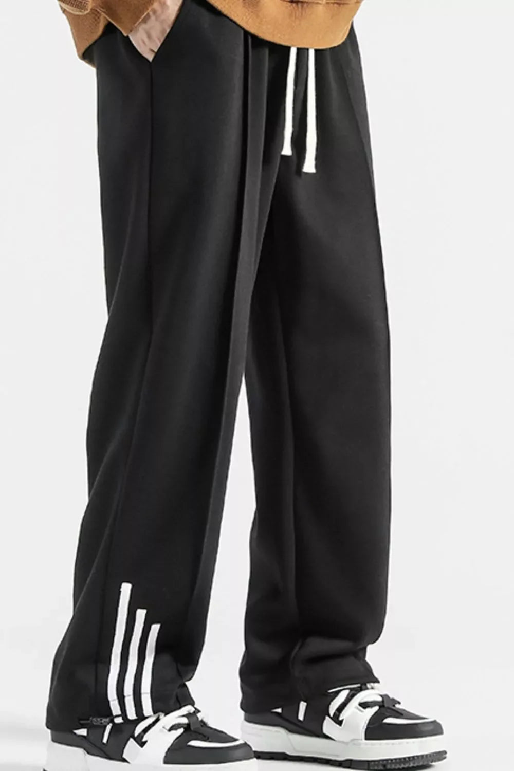Men's Plus Size Casual Loose Fit Sweatpants with Striped Detail