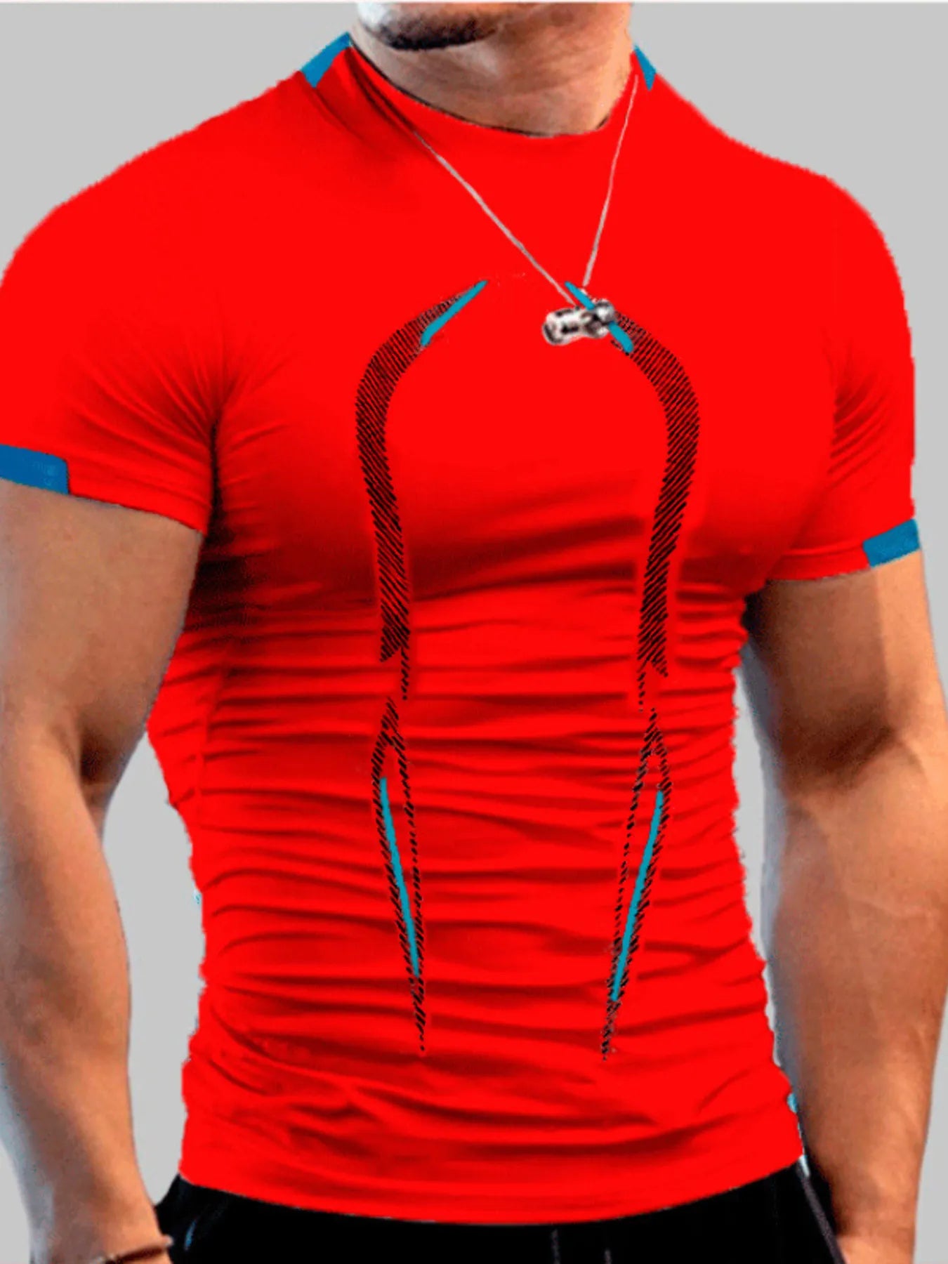 Men's Full Size Mock Neck Short Sleeve Active T-Shirt Plus Size