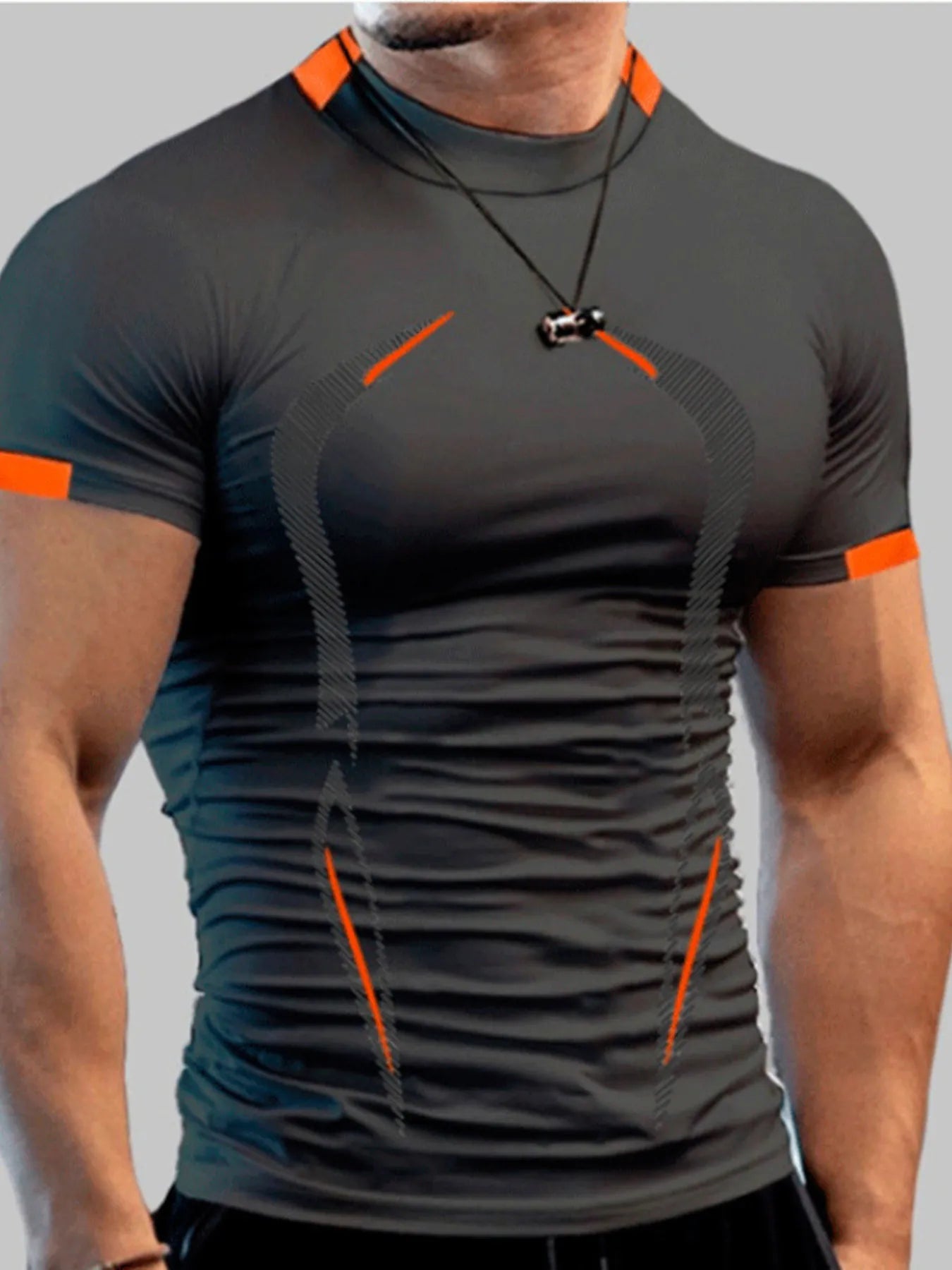 Men's Full Size Mock Neck Short Sleeve Active T-Shirt Plus Size